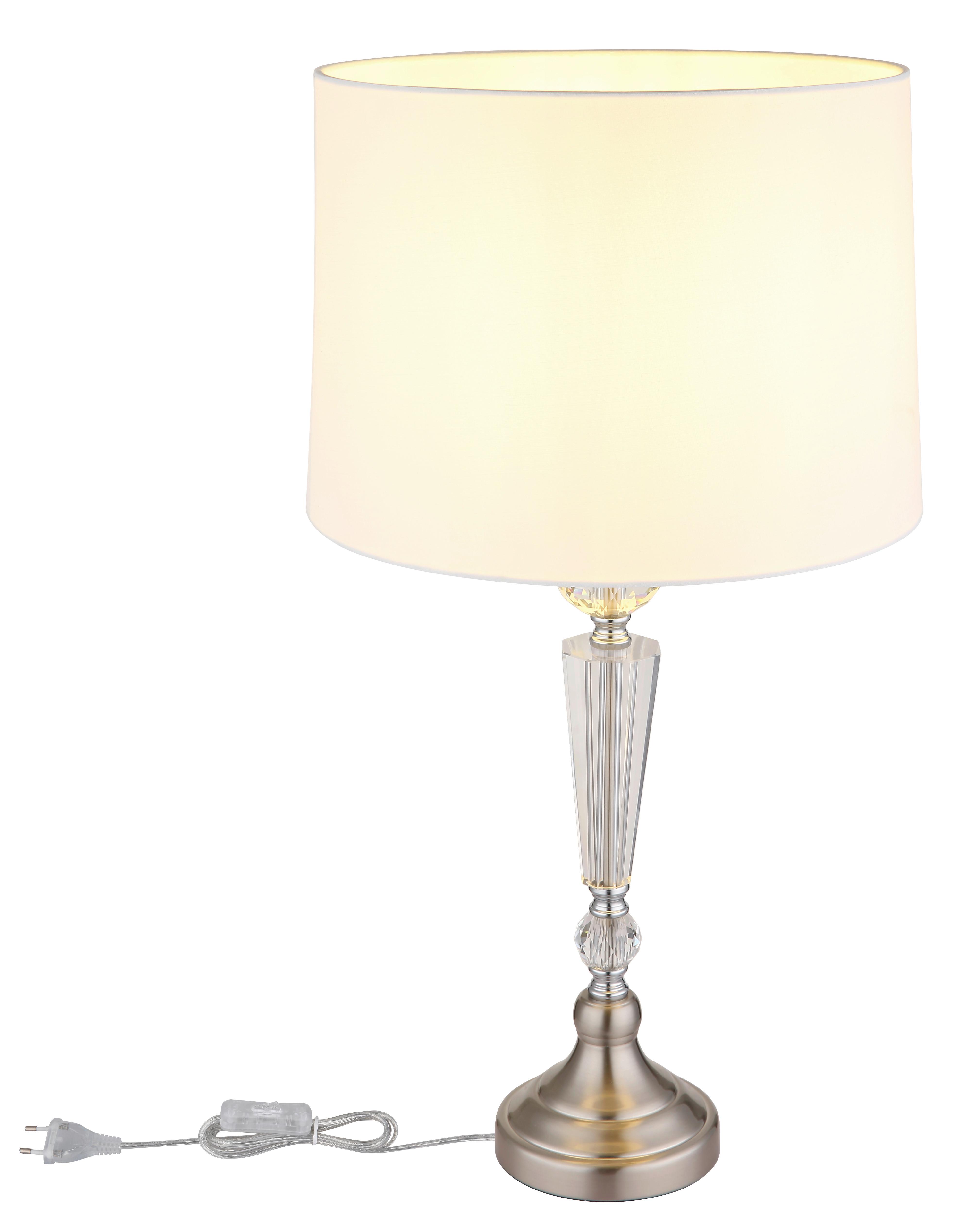 Tischleuchte 24146w - Klar/Weiß, KONVENTIONELL, Glas/Textil (35/66cm) - Globo