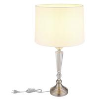 Tischleuchte 24146w - Klar/Weiß, KONVENTIONELL, Glas/Textil (35/66cm) - Globo