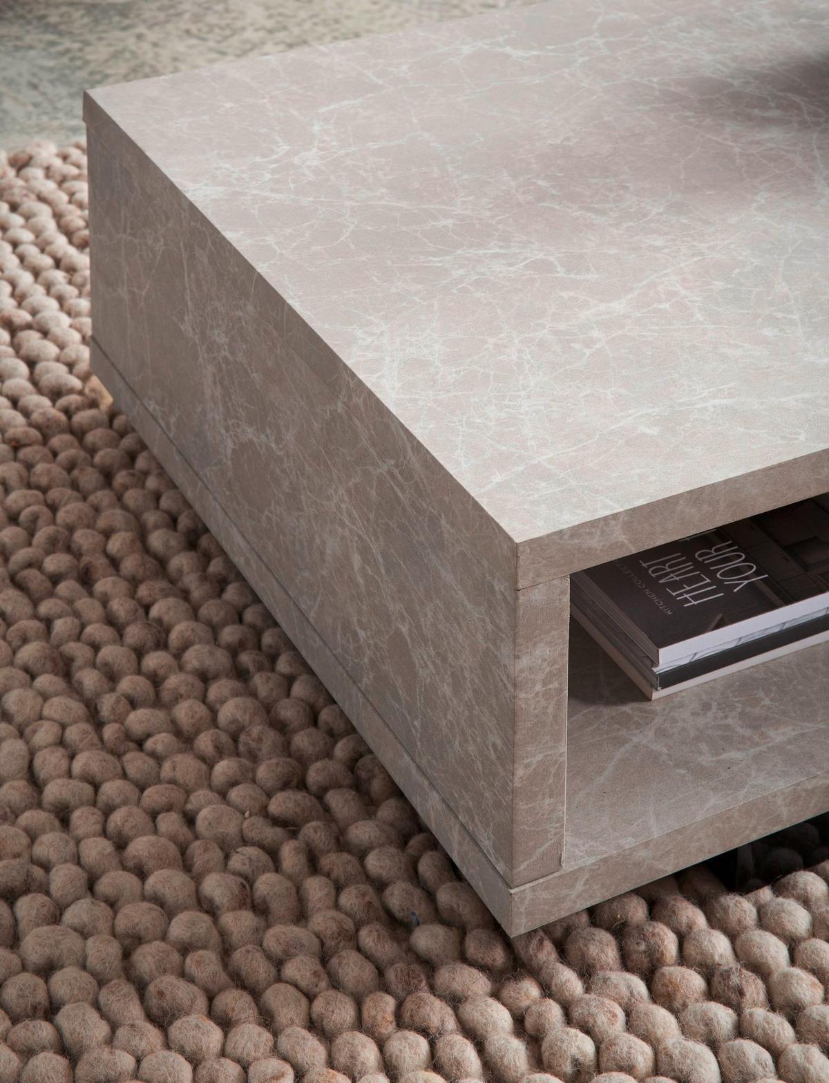 Couchtisch Sandfarben L: 100 cm - Sandfarben/Schwarz, Design, Holzwerkstoff/Kunststoff (100/50/25cm) - Livetastic