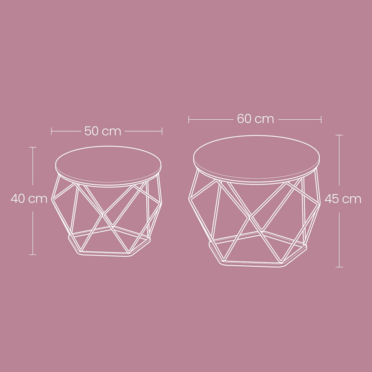 Couchtischset Coffee Table - Schwarz/Braun, MODERN, Holzwerkstoff/Metall (60/60/45cm) - MID.YOU