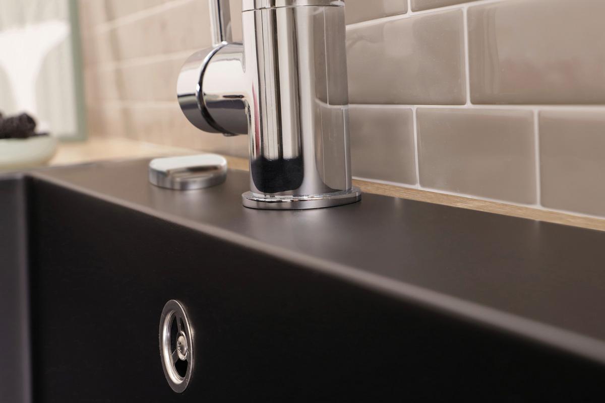 SPÜLE Oakville, Schwarz B: 60 cm - Schwarz, Trend, Stein (60/22/53cm) - Respekta