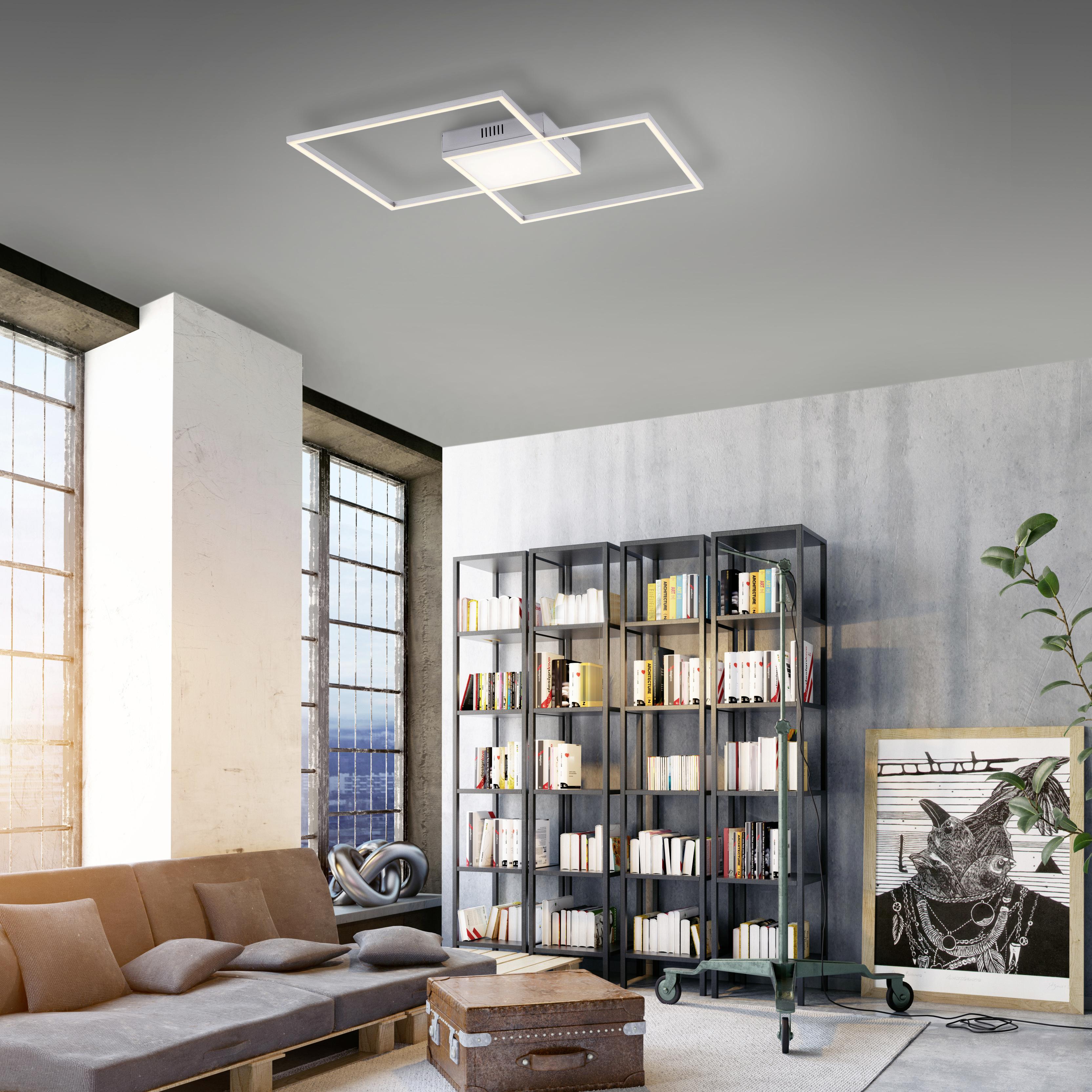 LED-Deckenleuchte eckig ASMIN aus Metall in Silber Milieu