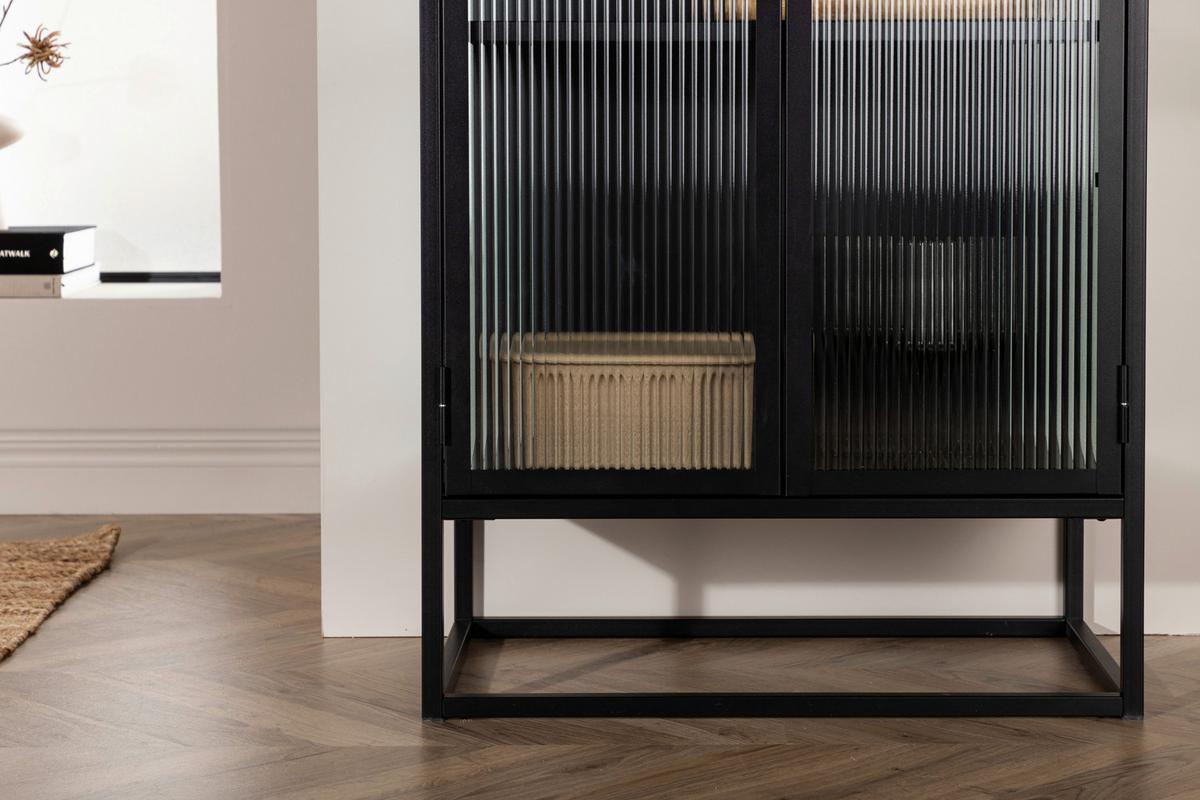 Highboard Garis - Schwarz, Design, Glas/Metall (70/160/40cm) - Livetastic