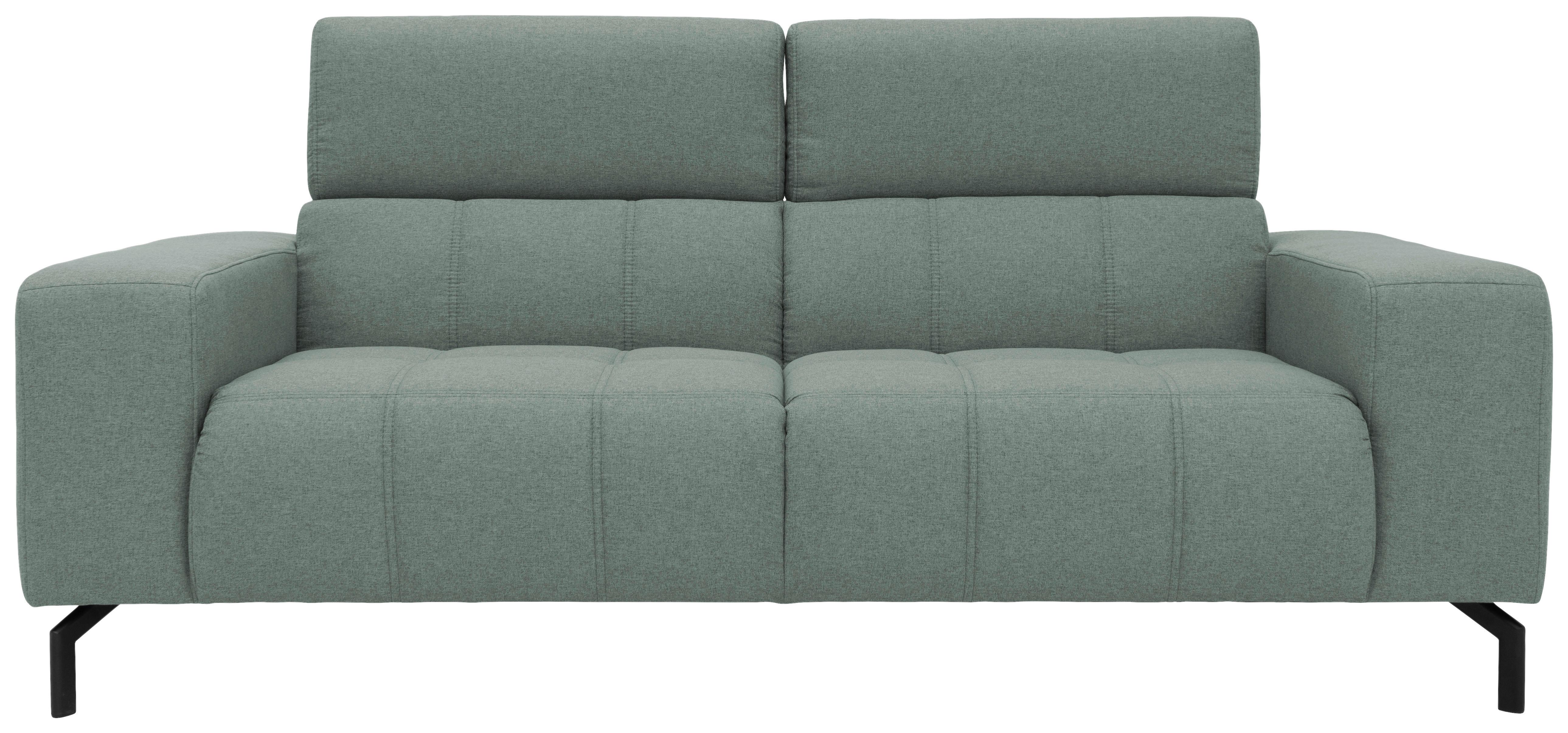 2-Sitzer-Sofa Kopfteil verstellbar Cunelli Türkis - Türkis/Schwarz, Design, Textil (208/79/104cm)