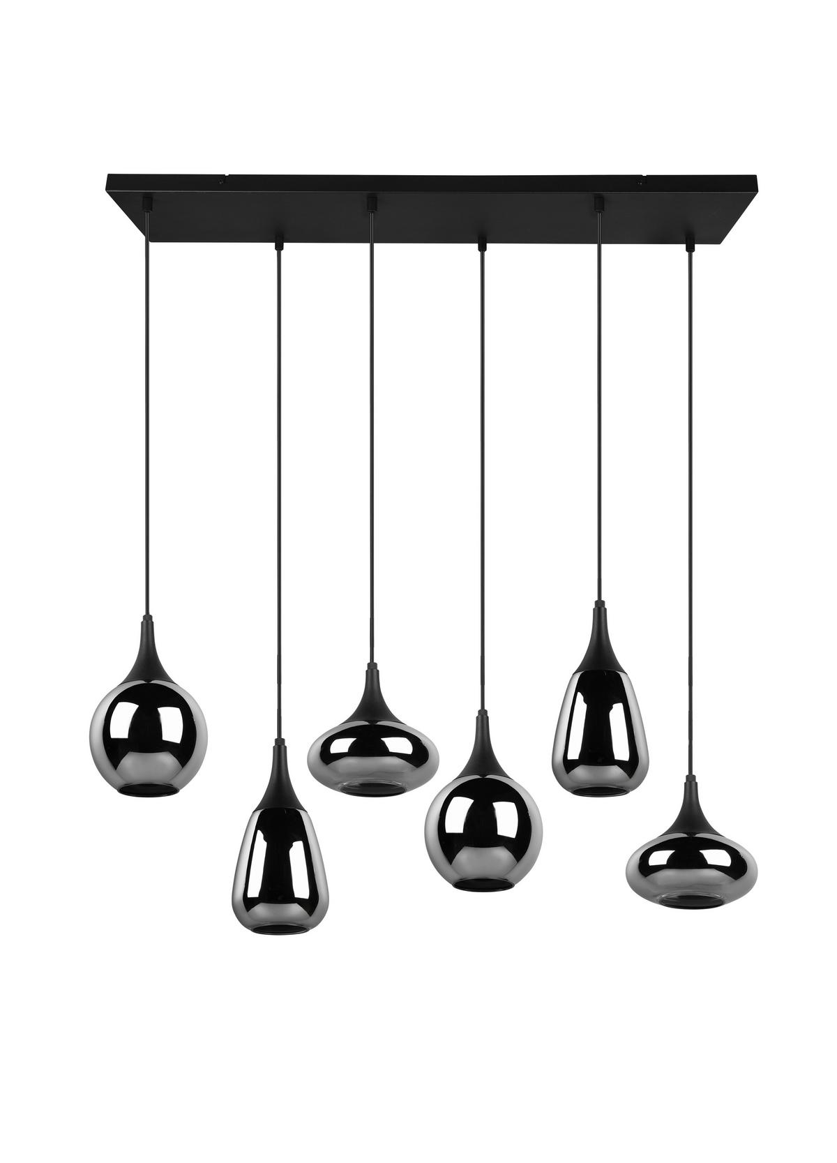 Hängeleuchte 317000632 Lumina - Chromfarben/Schwarz, Design, Glas/Metall (93,8/34,5/150cm) - Trio Leuchten