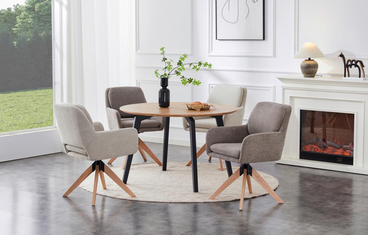 Armlehnstuhl Marley Webstoff Braun, B: 59 cm - Braun/Naturfarben, KONVENTIONELL, Holz/Textil (59/89/65cm) - Livetastic