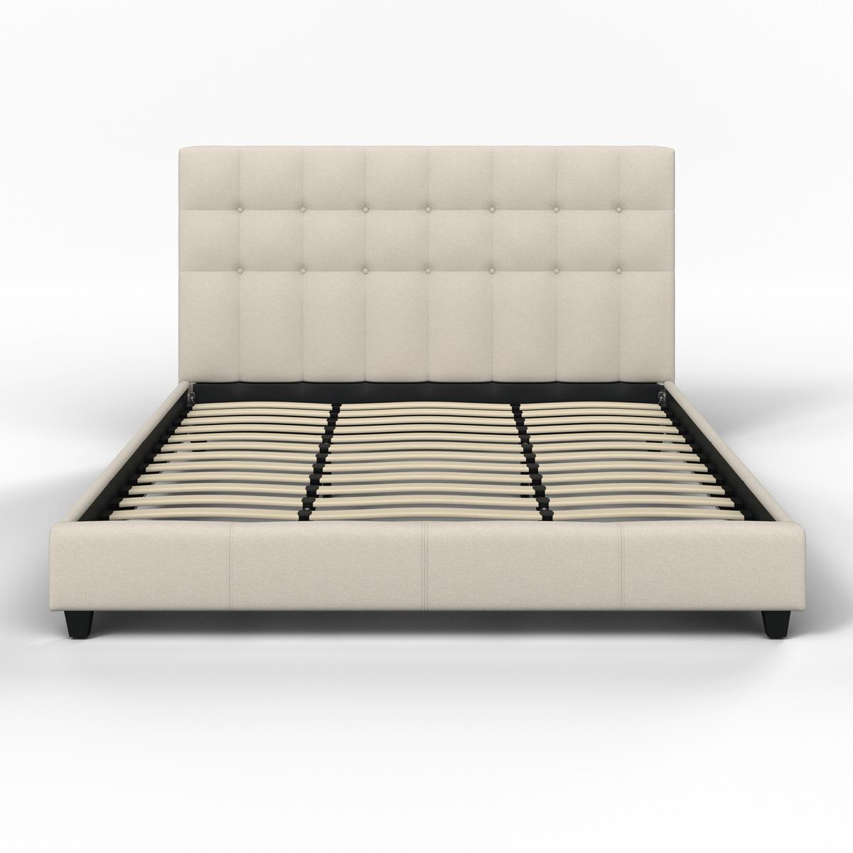 Čalúnená posteľ FREDERICO 180x200, béžová - čierna/béžová, Modern, kov/drevo (180/200cm) - Bessagi Home