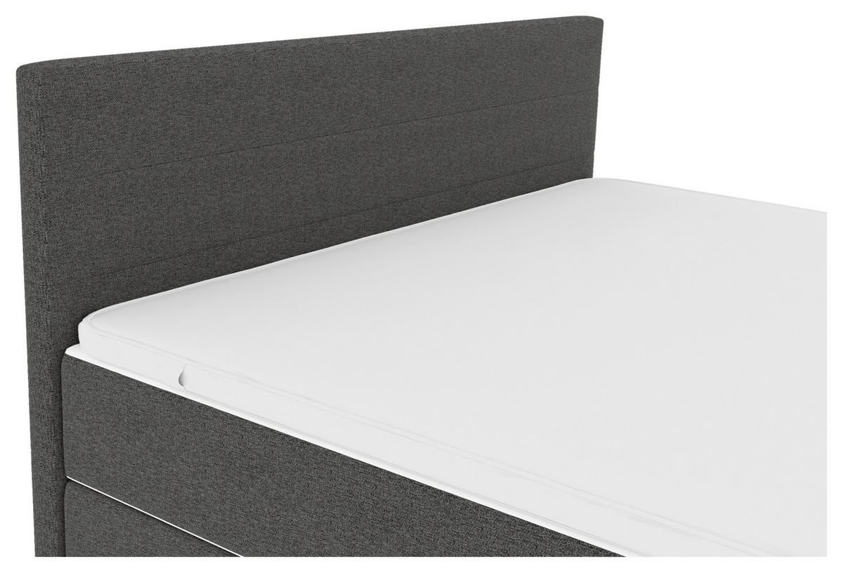 Boxspringbett mit Topper 180x200 Catania - Chromfarben/Anthrazit, KONVENTIONELL, Textil (180/200cm)