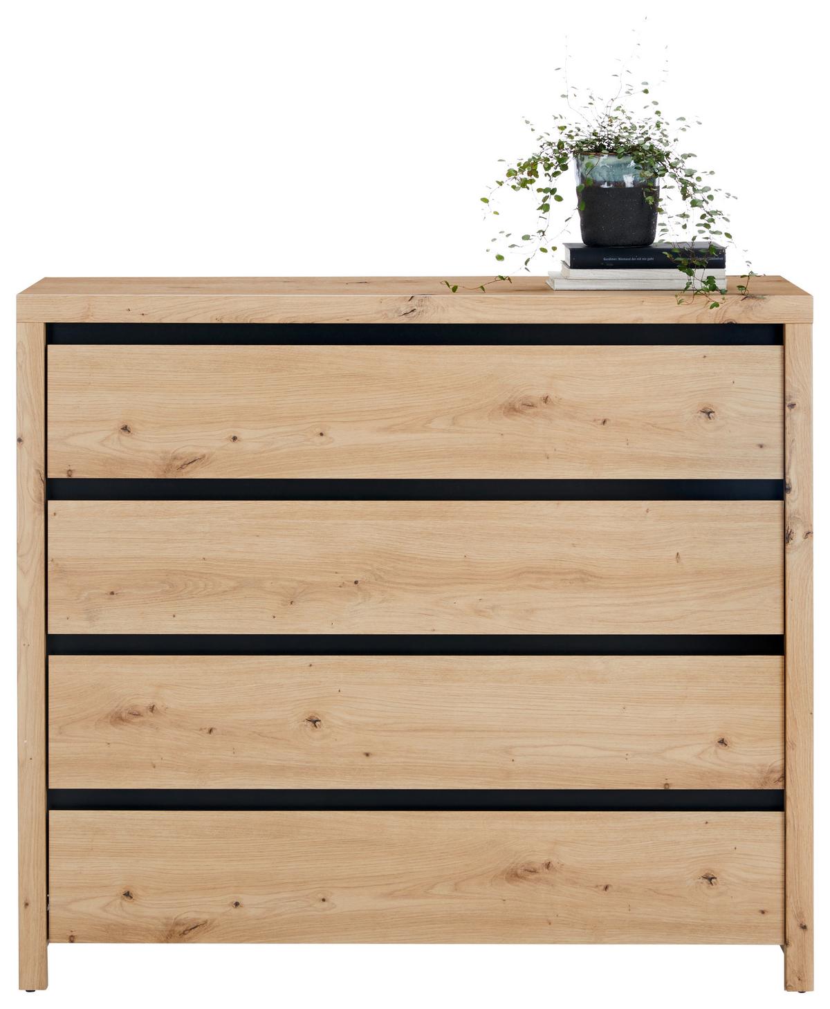 KOMODA LARIOS C -EXKLUSIV- - čierna/dub artisan, Modern, kompozitné drevo (105/91/40cm) - Mömax