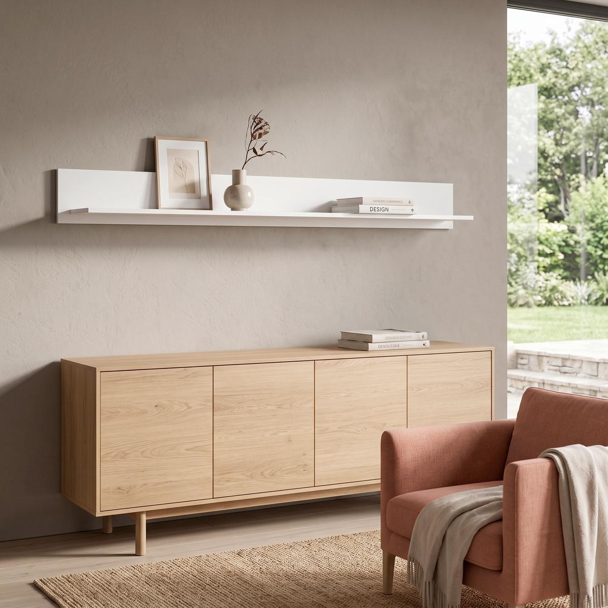 Wandregal Rion Weiß B: 180 cm - Weiß, MODERN, Holzwerkstoff (180/18/20cm)