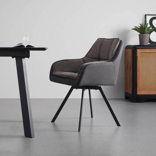 Stolička s podrúčkami BILLY tmavosivá - čierna/sivá, Modern, kov/textil (62/85/62cm) - P & B