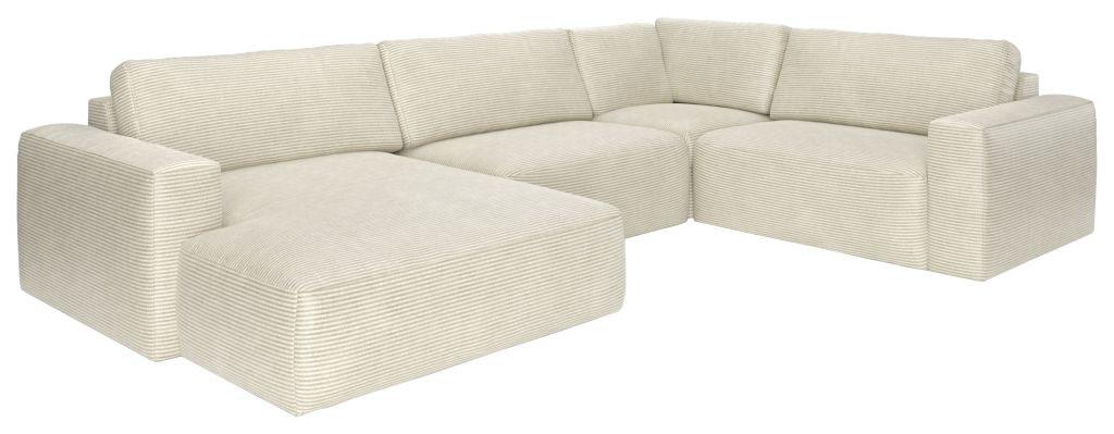 Sedací souprava LASSO, pravá, béžový manšestr - černá/béžová, Lifestyle, textil (175/367/249cm)