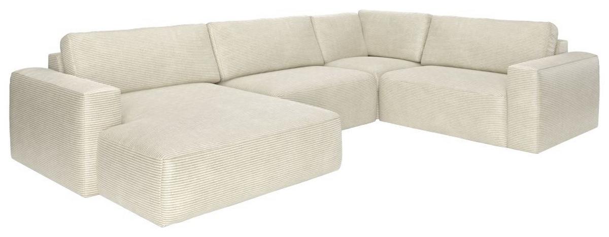 Sedací souprava LASSO, pravá, béžový manšestr - černá/béžová, Lifestyle, textil (175/367/249cm)