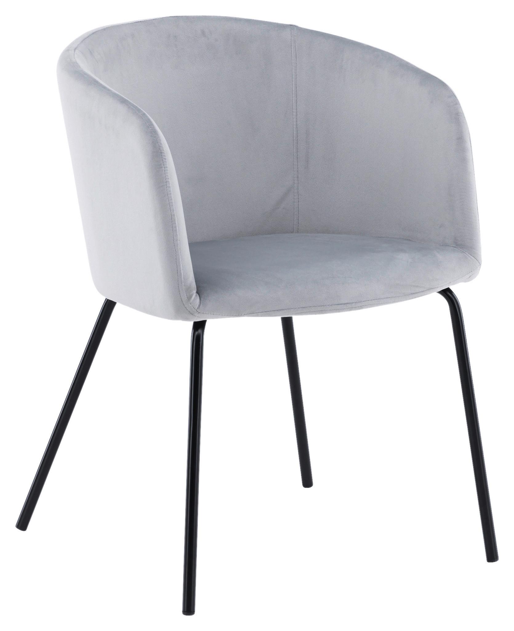 Stuhl Berit - Hellgrau/Schwarz, Design, Textil/Metall (55/78/55cm) - Livetastic