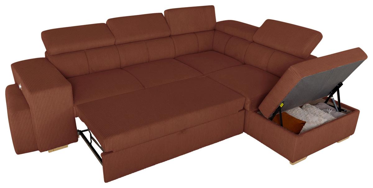 Ecksofa Sirius L terracotta, 267x218cm - Eichefarben/Terracotta, KONVENTIONELL, Holz/Holzwerkstoff (267/218cm)