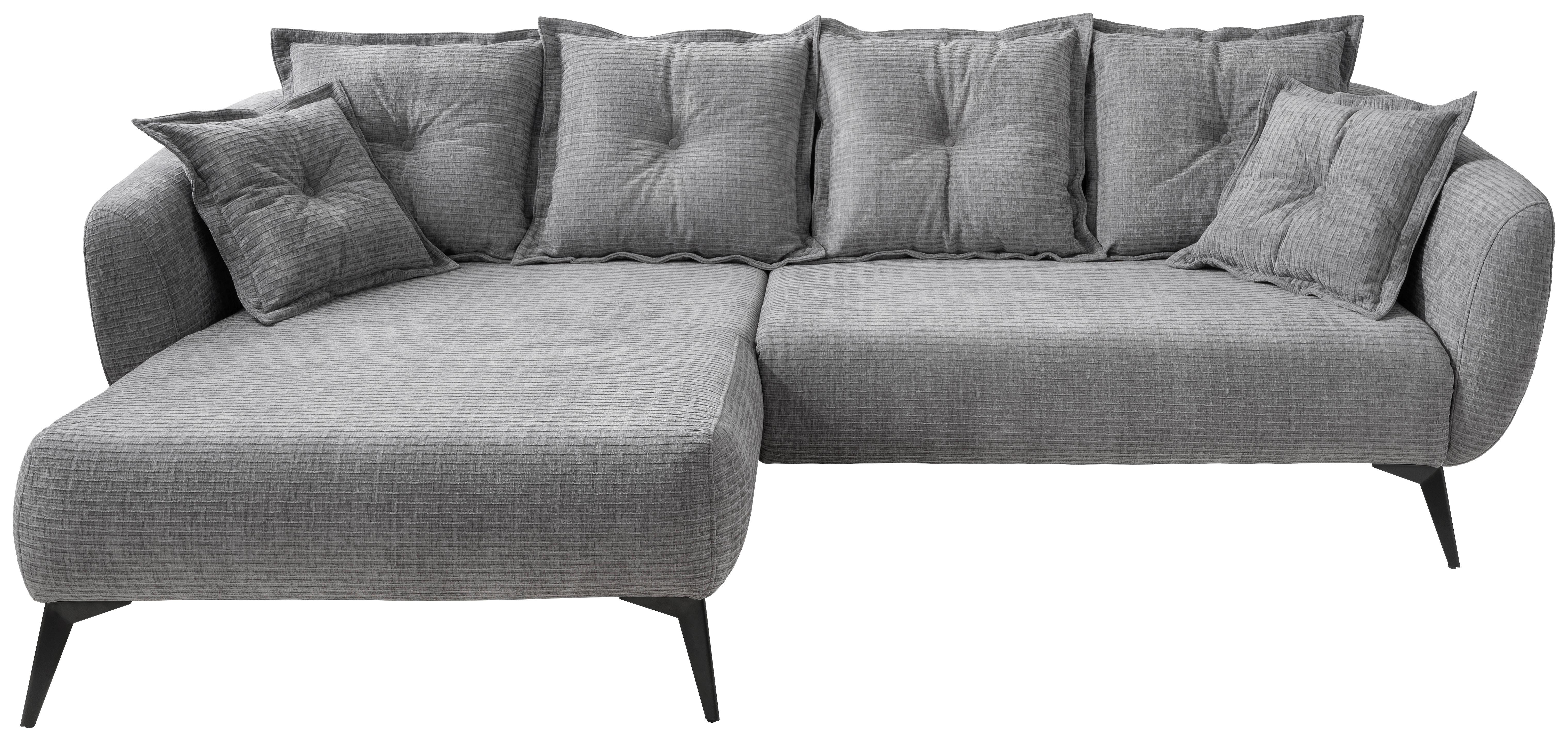 Ecksofa Baggio Grau S: 162x277 cm - Schwarz/Grau, MODERN, Textil (162/277cm) - Livetastic