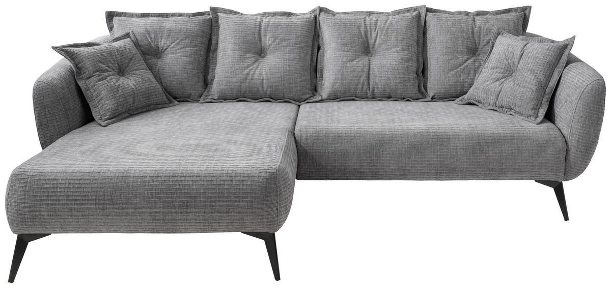 Ecksofa Baggio Grau S: 162x277 cm - Schwarz/Grau, MODERN, Textil (162/277cm) - Livetastic