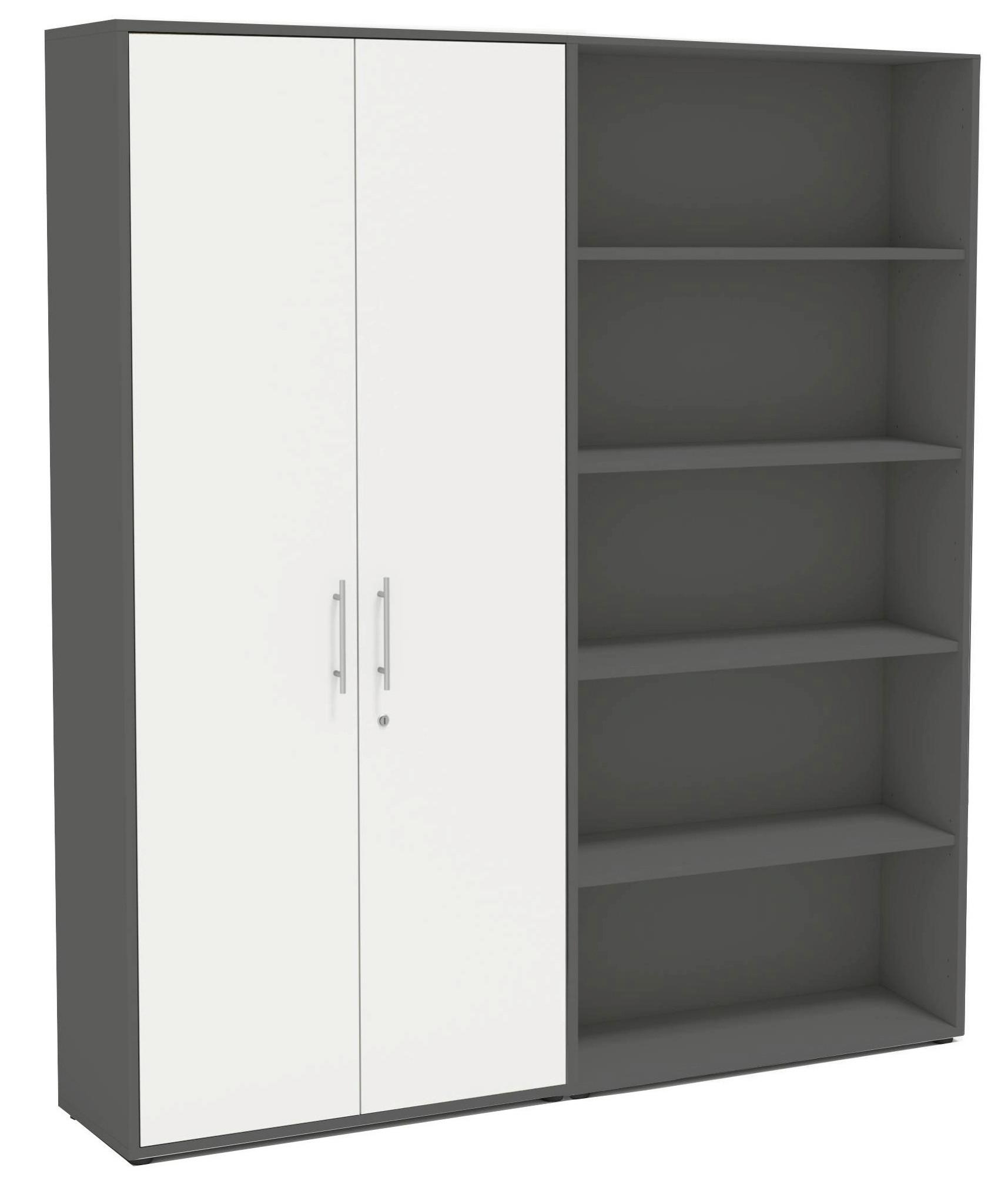 AKTENSCHRANK OFFICE EDITION - SW SET 1 HOCH - Anthrazit/Weiß, MODERN, Holzwerkstoff (168,8/185,6/33cm) - MID.YOU