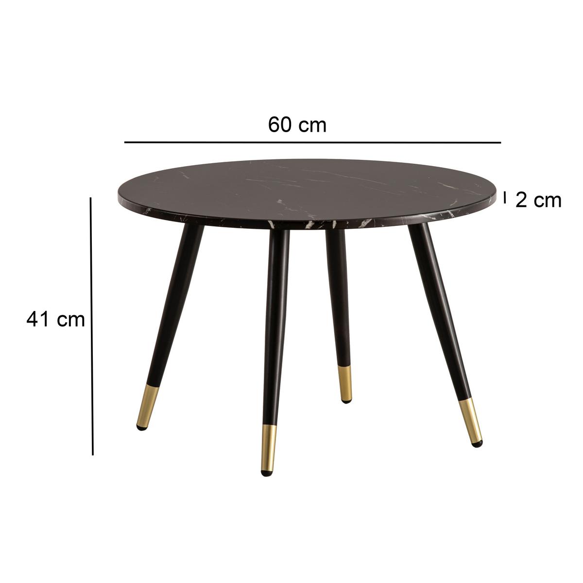 Couchtisch Schwarz L: 60 cm - Goldfarben/Schwarz, Design, Holzwerkstoff/Metall (60/60/41cm) - MID.YOU