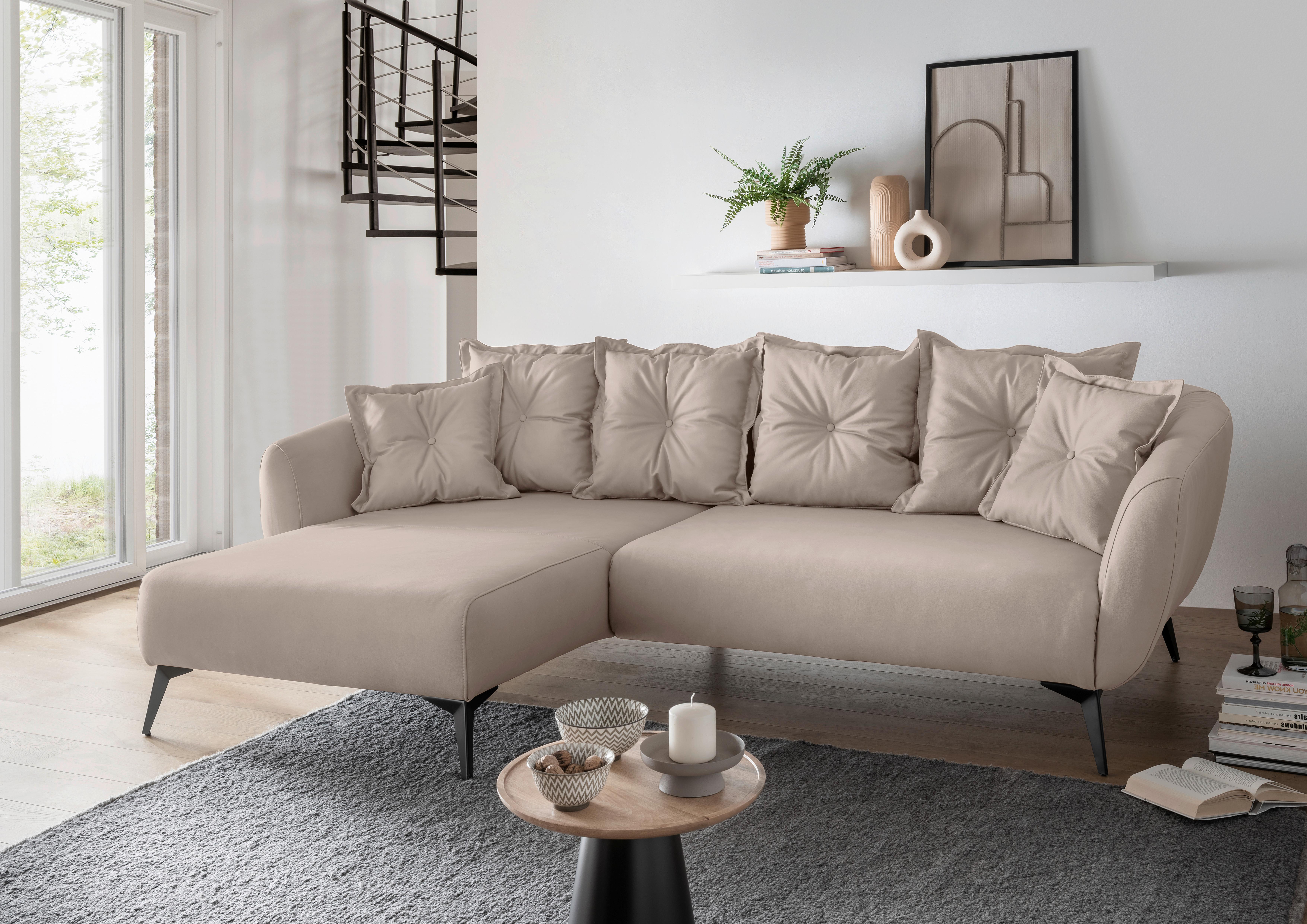 Ecksofa Baggio Beige S: 162x277 cm - Beige/Schwarz, MODERN, Textil (162/277cm) - Livetastic