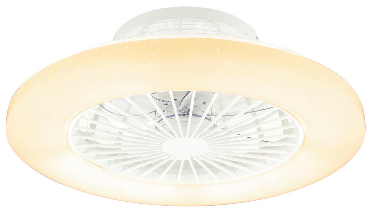 Deckenventilator Opal/Silber/ Weiß LED-Leuchte Fernbedienung - Silberfarben/Opal, Basics, Kunststoff/Metall (50/17,5cm) - Globo