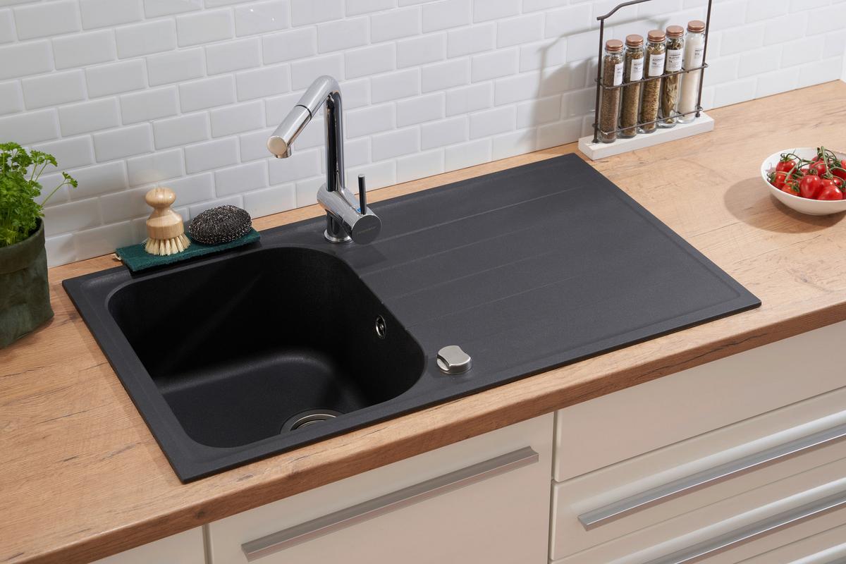 Spüle Respekta Stein Bxt: 86x50 cm - Schwarz, Trend, Stein (86/20,9/50cm) - Respekta