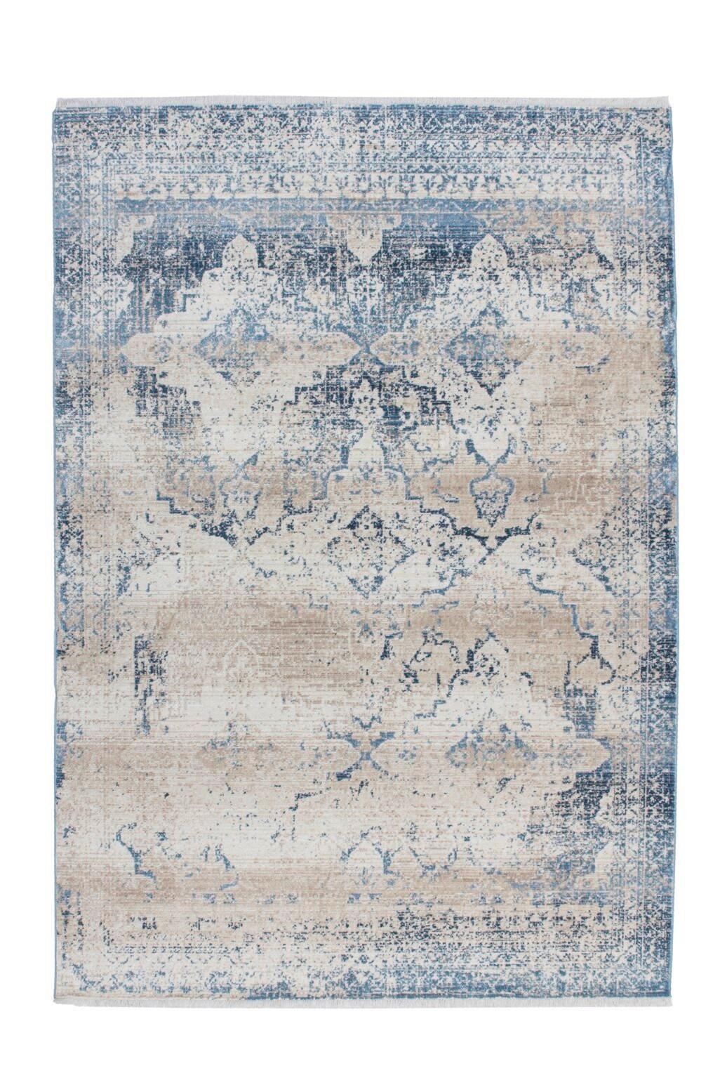 Flachwebteppich, 80x150 cm ANTIGUA 525 CREME/BLAU 80X150 - Blau/Creme, Design, Textil (80/150cm) - Novel