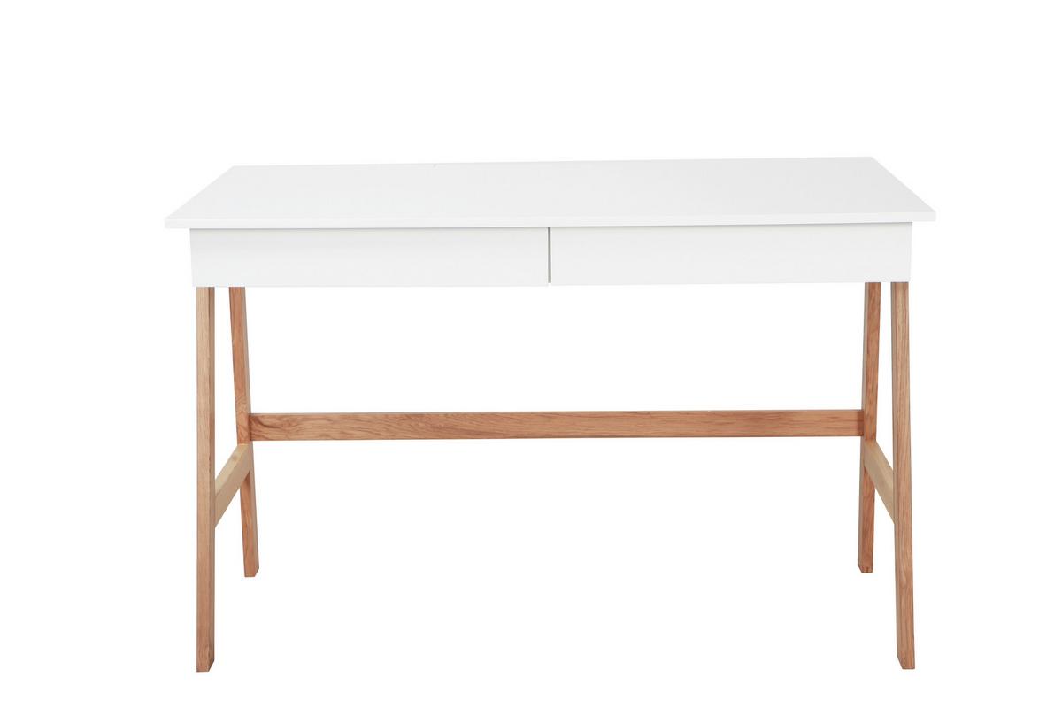 Schreibtisch Naturfarben, Weiß L: 120cm - Naturfarben/Weiß, Design, Holz/Holzwerkstoff (120/60/77cm) - Livetastic