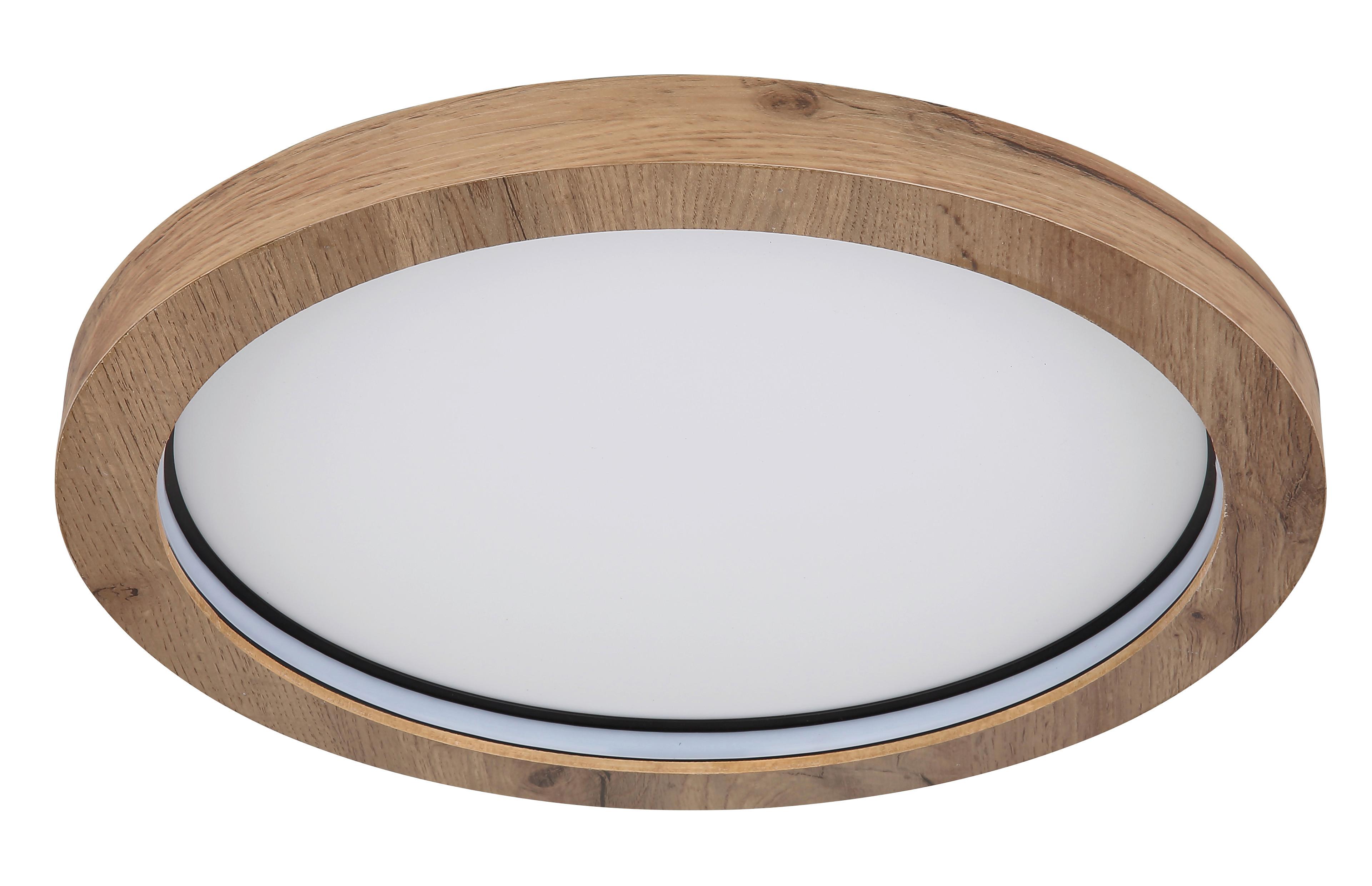 Led-deckenleuchte 41374-24r - Dunkelbraun/Opal, Natur, Holzwerkstoff/Kunststoff (40/6,5cm) - Globo