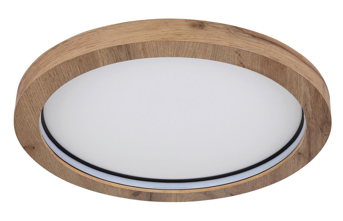 Led-deckenleuchte 41374-24r - Dunkelbraun/Opal, Natur, Holzwerkstoff/Kunststoff (40/6,5cm) - Globo
