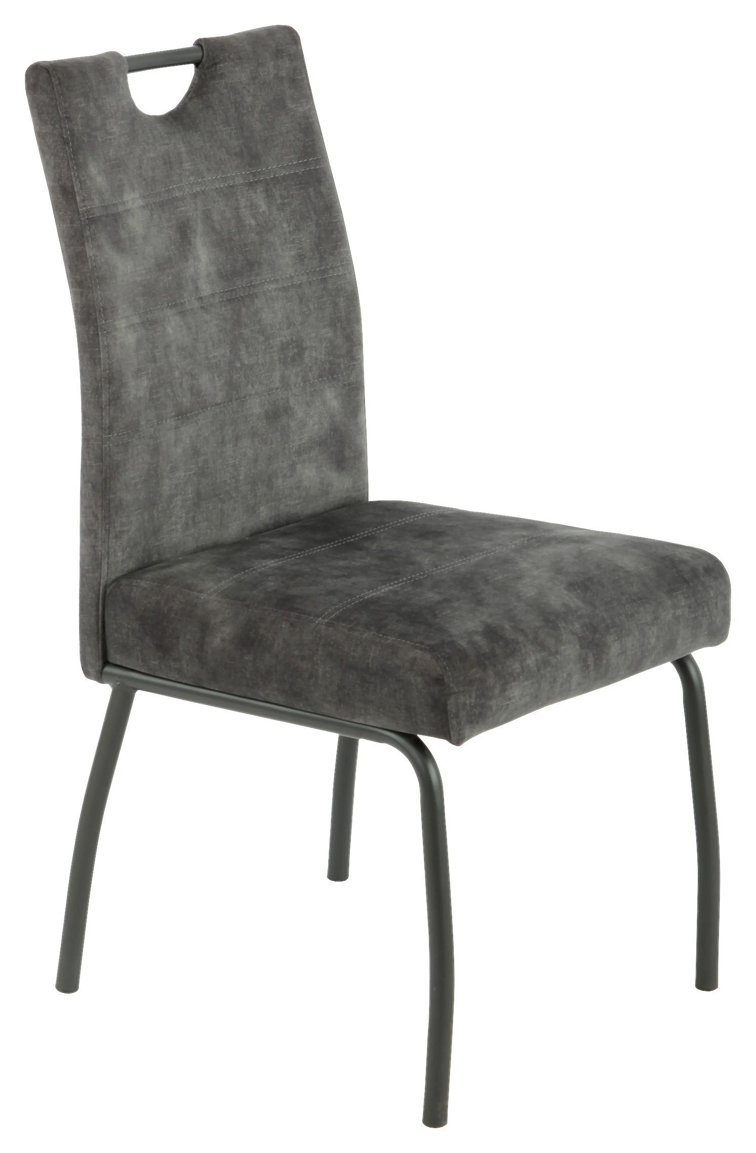 Négylábú Szék Evelyn - antracit/szürke, Konventionell, textil/fém (50/97/62cm)