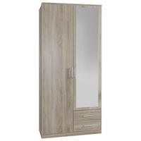 Šatní skříň OSAKA šířka 90cm - barvy dubu/barvy hliníku, Konvenční, kompozitní dřevo/plast (90/199,5/58cm) - MID.YOU