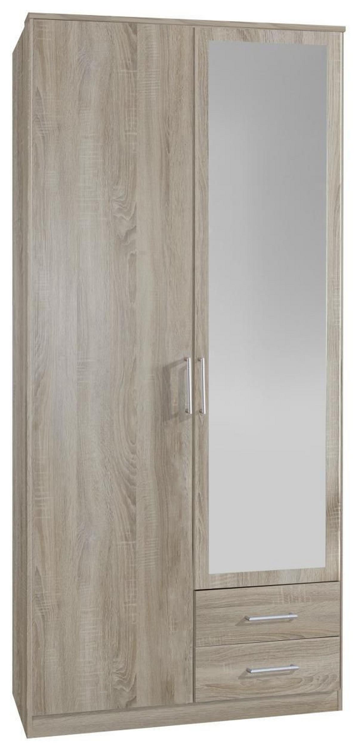 Šatní skříň OSAKA šířka 90cm - barvy dubu/barvy hliníku, Konvenční, kompozitní dřevo/plast (90/199,5/58cm) - MID.YOU