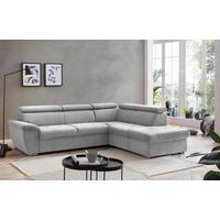 Ecksofa Mit Schlaffunktion & Bettkasten Antero Grau - Chromfarben/Grau, Design, Textil (262/216cm) - Livetastic