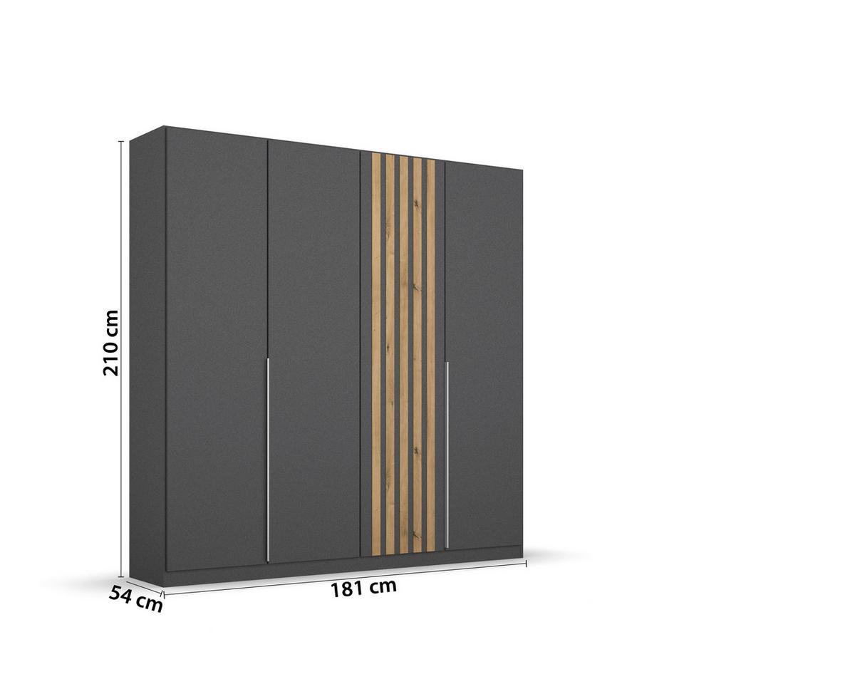 Drehtürenschrank 181 Cm Lamella Grau/eiche Dekor - Eiche Artisan/Grau, MODERN, Holzwerkstoff (181/210/54cm) - Rauch Möbel