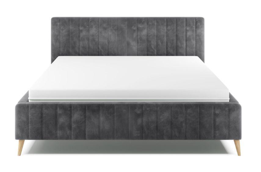 Čalúnená posteľ s roštom Tamina, 160x200, sivá - sivá/prírodná farba, Design, drevo/textil (160/200cm)