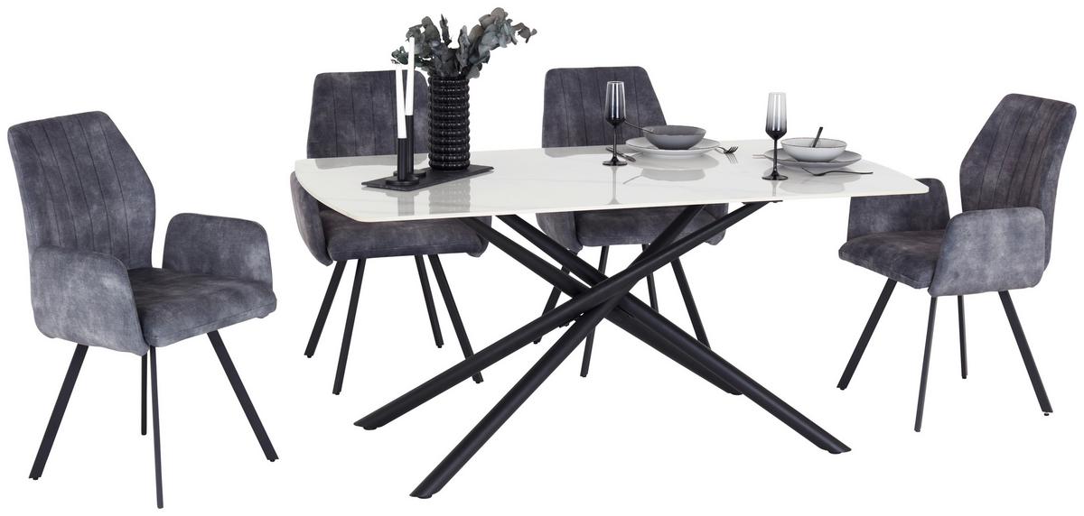 Étkezőasztal Mailand - fekete/fehér, Trend, fém/kerámia (160/75/90cm) - Nedis SmartLife