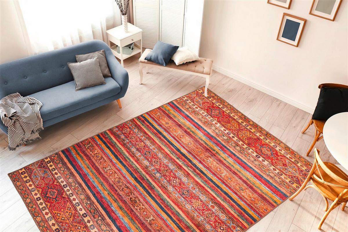 Flachwebteppich Mutlicolor Faye 75x150 cm - Rot/Multicolor, Basics, Textil (75/150cm) - Kayoom