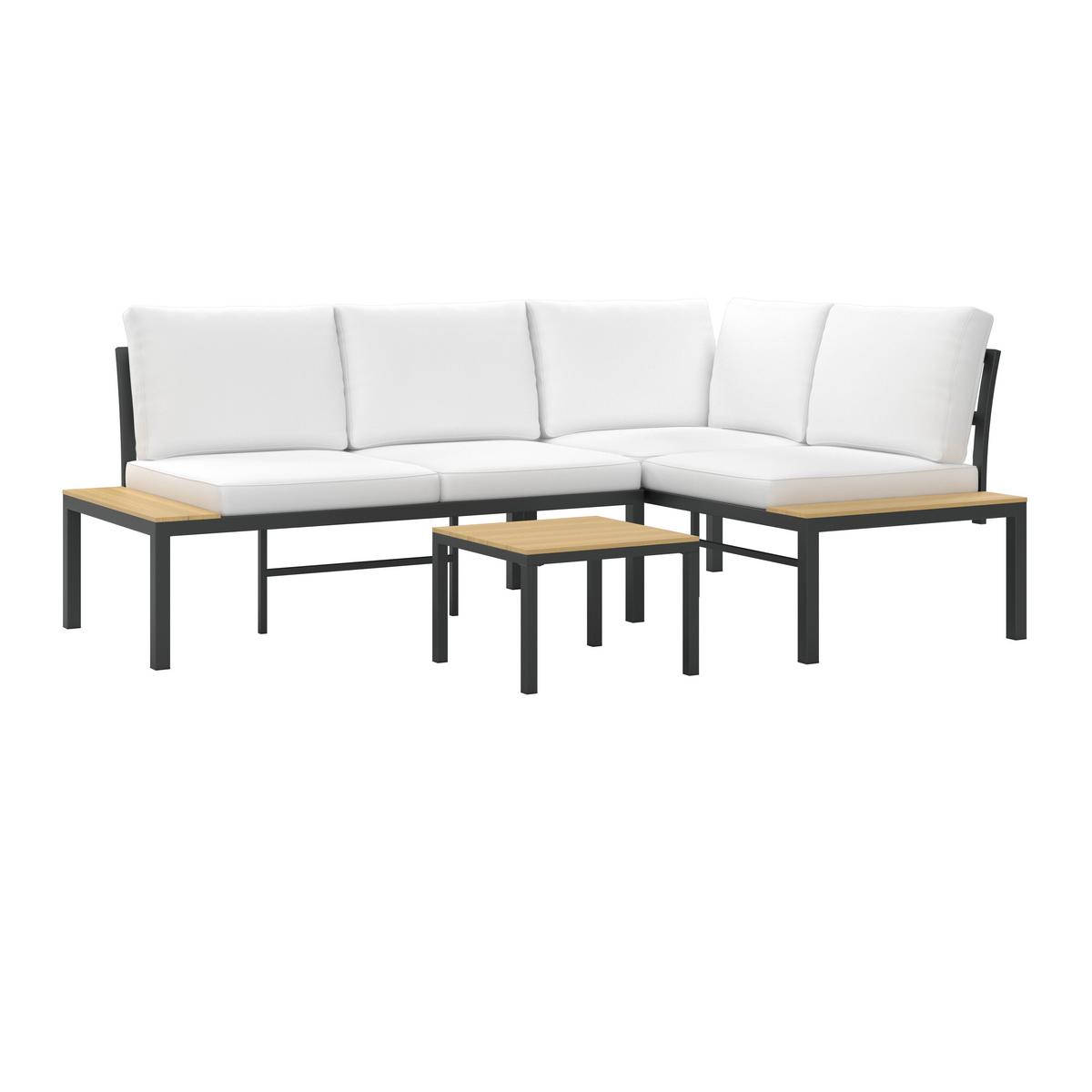 TERASOVÁ SEDACÍ SOUPRAVA ARIANNA - černá/krémová, Moderní, kov/textil (146/76/75cm) - Bessagi Garden