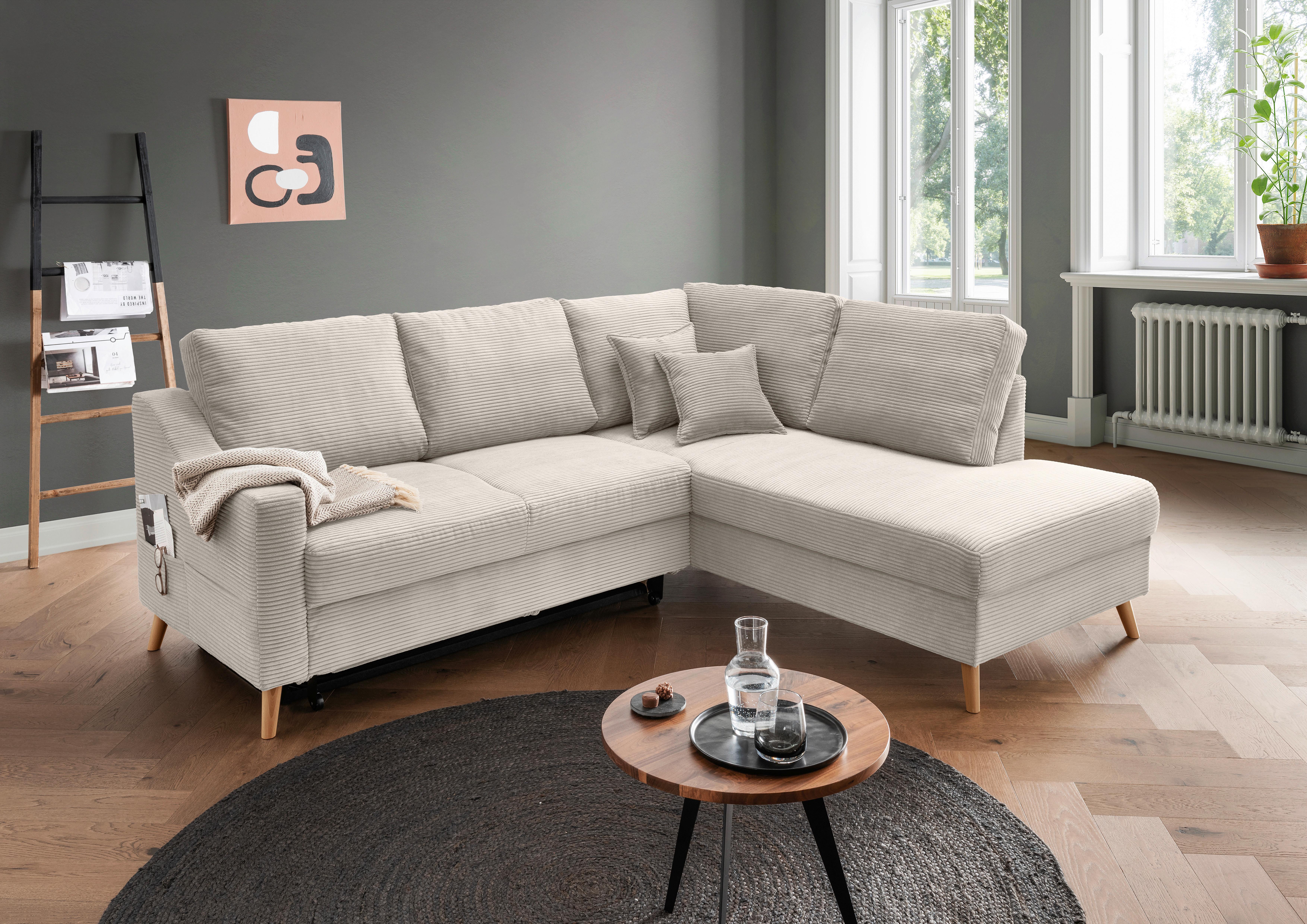 Ecksofa Valentina Beige S: 230x200 Cm - Beige/Naturfarben, MODERN, Textil (230/200cm) - Livetastic