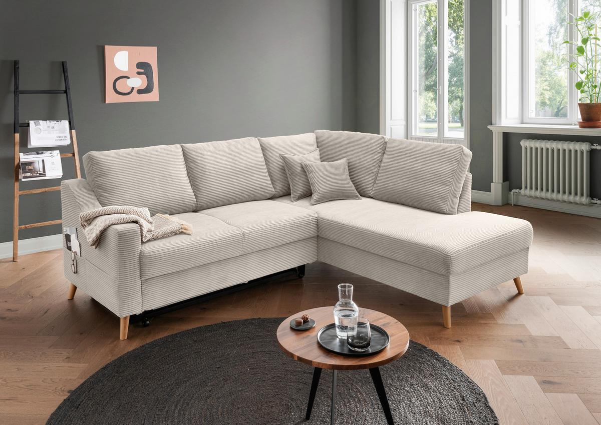 Ecksofa Valentina Beige S: 230x200 Cm - Beige/Naturfarben, MODERN, Textil (230/200cm) - Livetastic