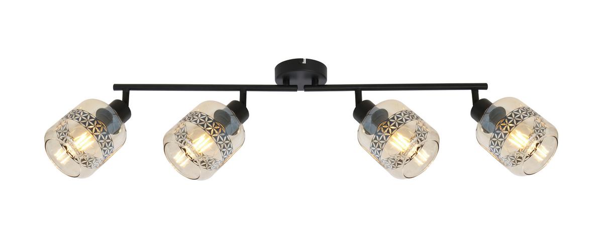 Strahler 4-flammig Verstellbar L: 70,5 Cm - Schwarz, Design, Glas/Metall (70,5/11/25cm) - Globo