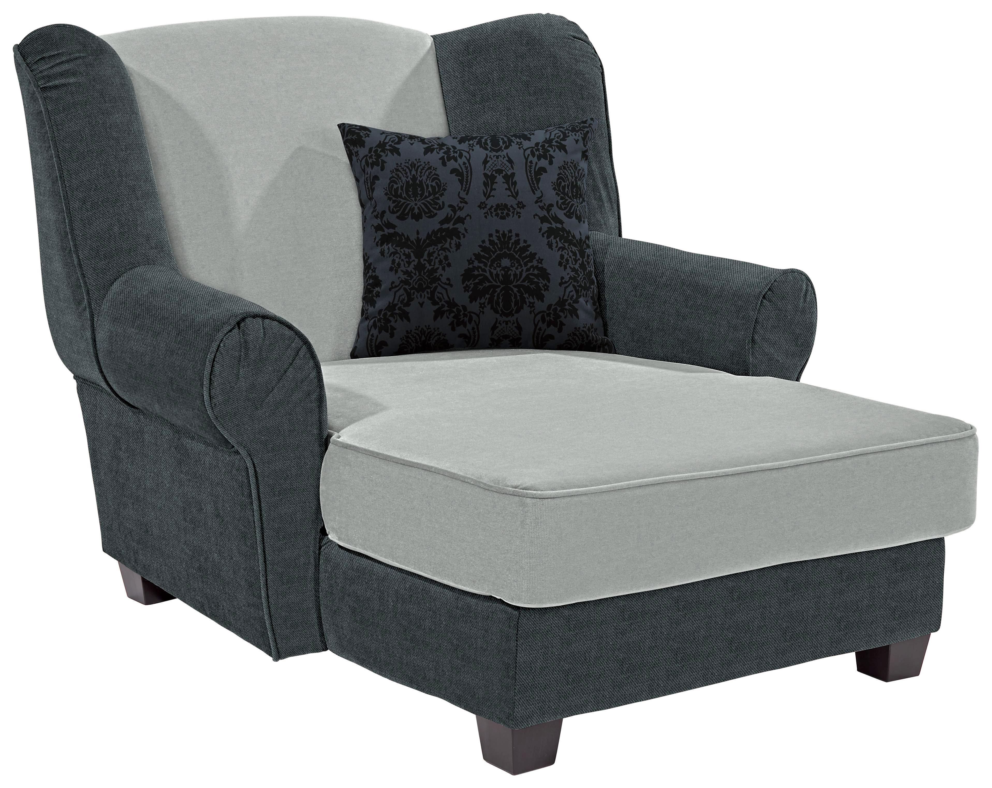 Sessel Living - Dunkelgrau/Hellgrau, ROMANTIK / LANDHAUS, Holz/Textil (120/98/138cm)