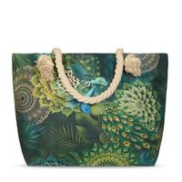 STRANDTASCHE AGATHA - Dunkelgrün/Grün, Basics, Textil (60/43cm)