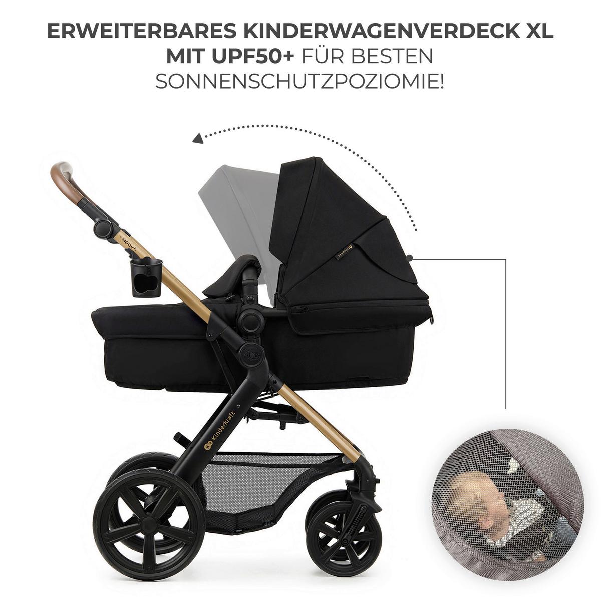 Kinderwagenset Moov 2 Schwarz, L/B/H: 60x86,5x106cm - Schwarz, Basics, Textil/Metall (60/86,5/106cm) - Kinderkraft