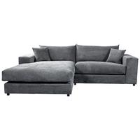 Ecksofa Funny S Links Dunkelgrau, Schenkel:180x265cm - Dunkelgrau/Schwarz, Basics, Textil (180/265cm) - Livetastic