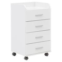 Kontajner na kolieskach biely - biela/strieborná, Konventionell, kov/kompozitné drevo (40/76,5/33cm) - MID.YOU