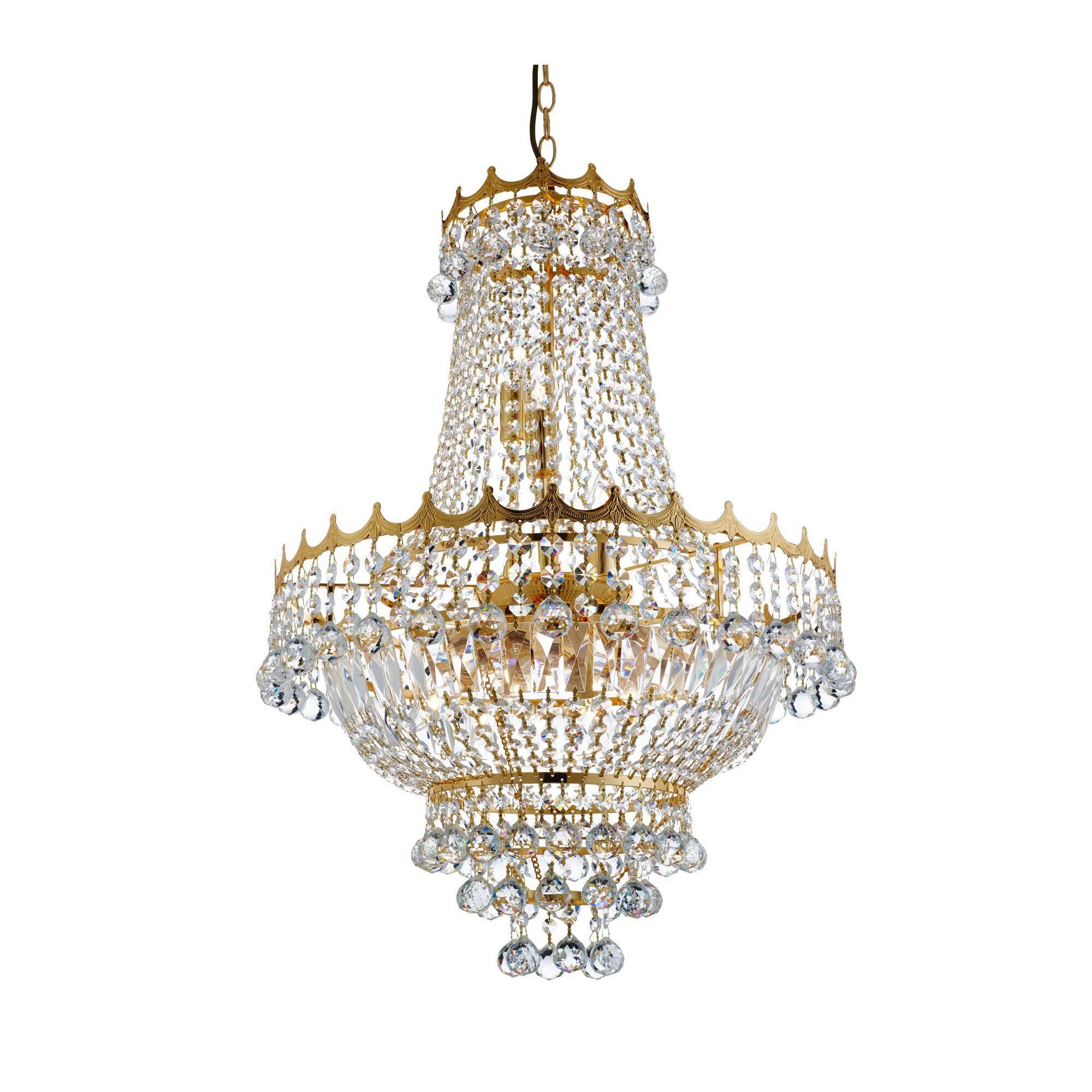 Kristály Függőlámpa Versailles 9112-52go - aranyszínű, Konventionell, üveg/fém (55/131cm)