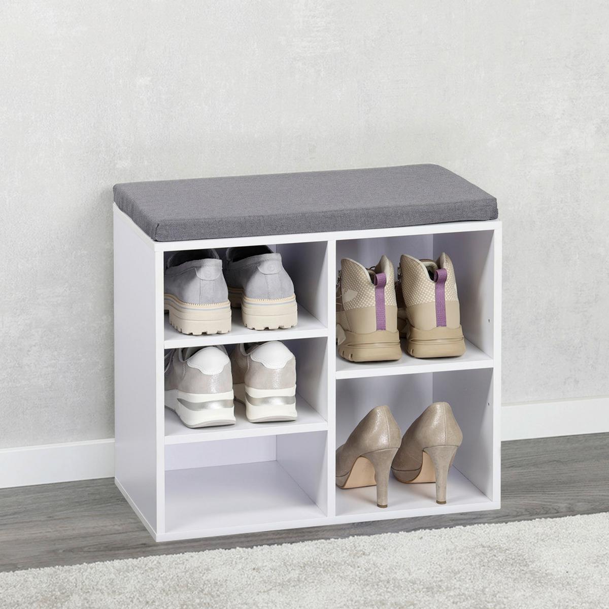 GARDEROBENBANK Grau/Weiß B: 51,5cm - Weiß/Grau, Basics, Holzwerkstoff/Textil (51,5/48/29,5cm) - Kesper