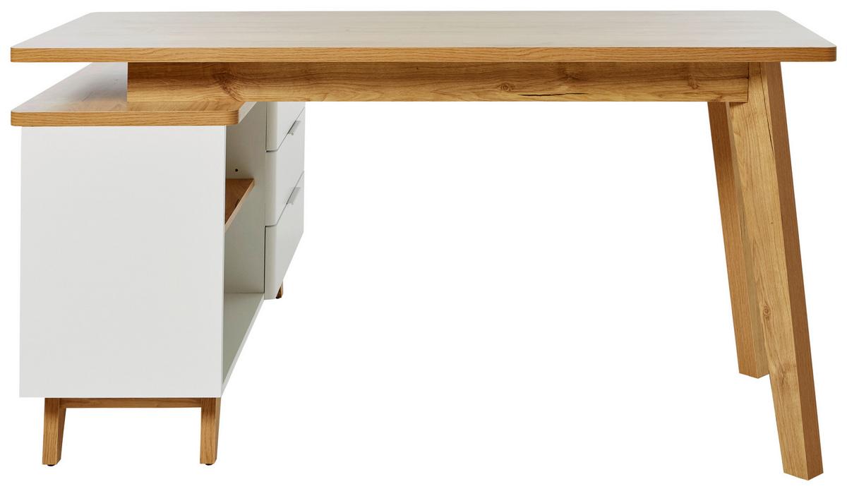 Eckschreibtisch Libre D 240 E - Eichefarben/Weiß, KONVENTIONELL, Holzwerkstoff (140/118/76cm) - Livetastic